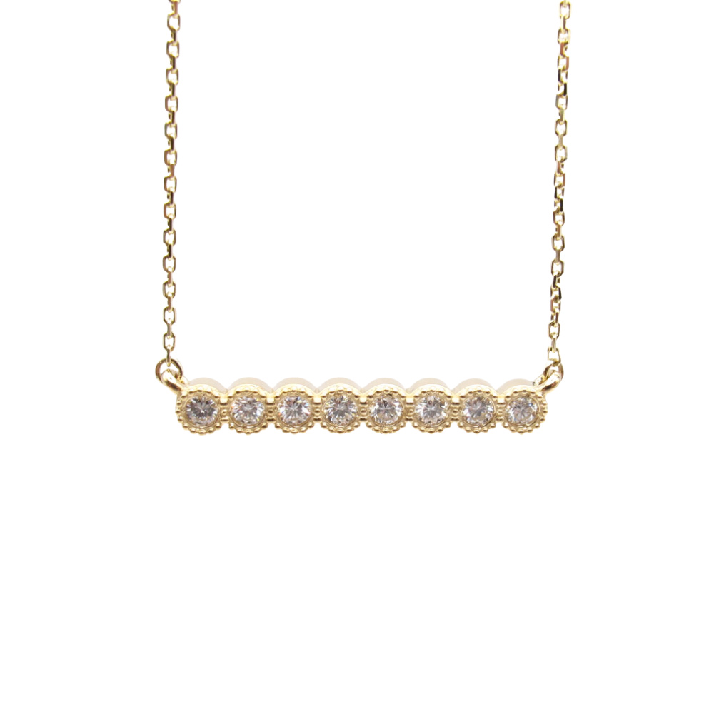 Eight Diamond Stationary Bar Necklace 0.36 ctw 14k Yellow Gold