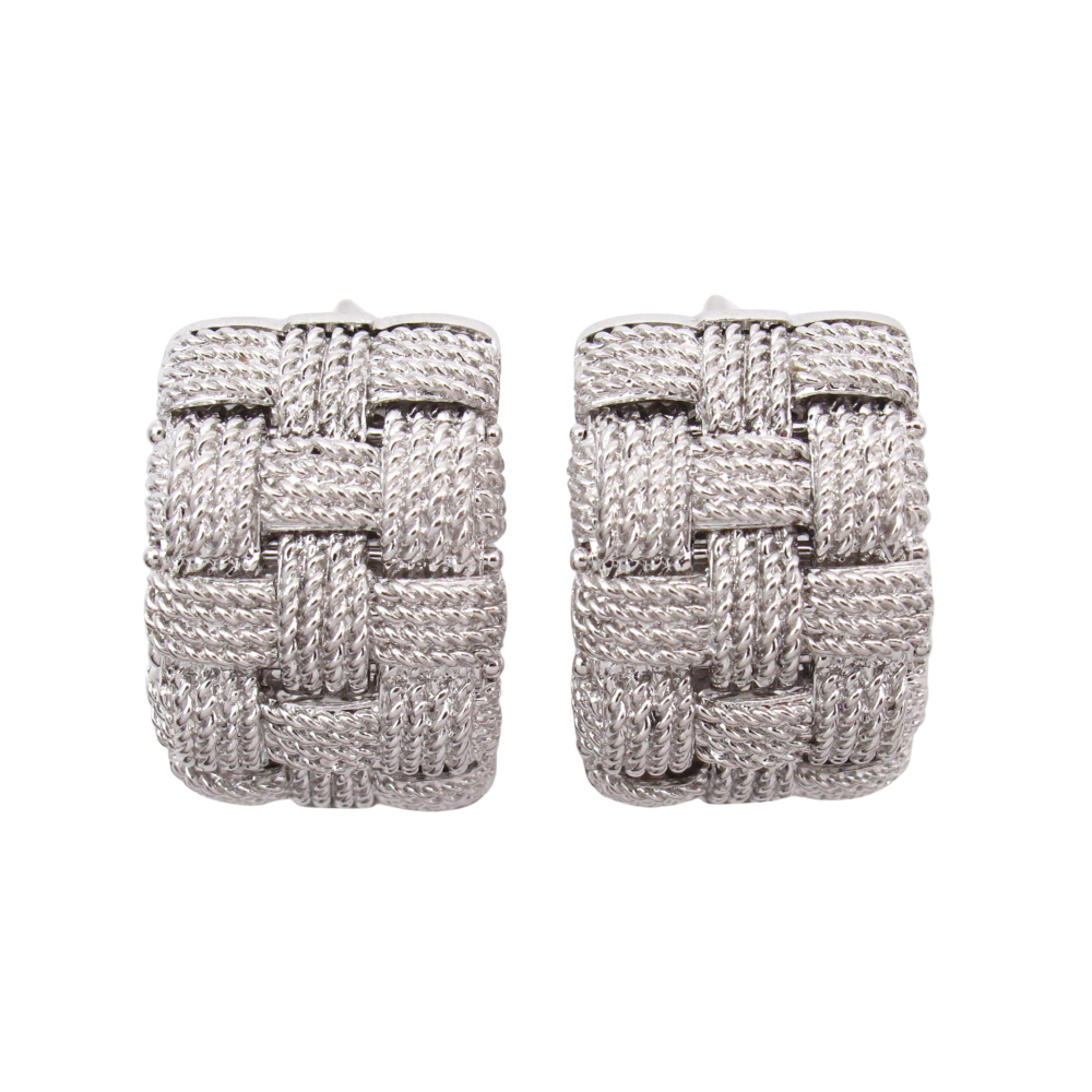 Roberto Coin Woven Knot Earrings 18k White Gold