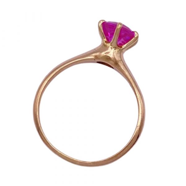 Vintage Solitaire Ring Pink Sapphire 1.88 Carat Lab 14K Gold top