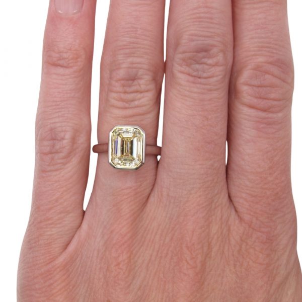 3 carat Yellow Emerald Diamond Solitaire Worn