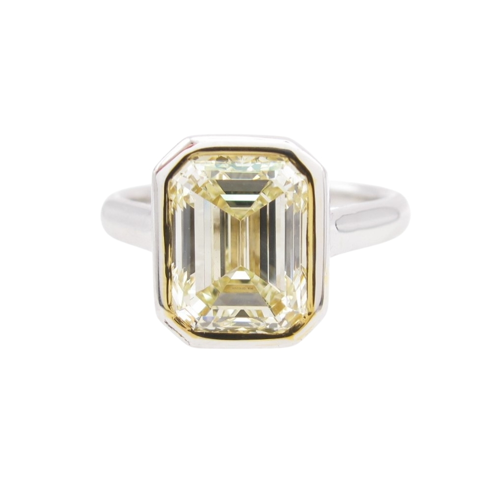 3.03ct Emerald Cut Yellow Diamond Solitaire Engagement Ring
