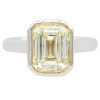 3.03ct Emerald Cut Yellow Diamond Solitaire Engagement Ring 14K White Gold GIA front