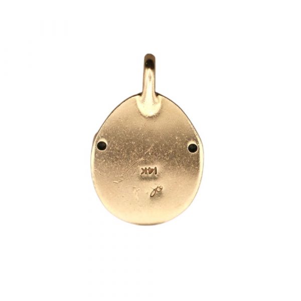 Carved Jade and Diamond Oriental Pendant 14K