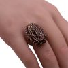 Czech Bohemian Garnet Vintage Ring 900 Silver Gold Wash worn