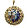 Designer Signed LEO LION Brooch Pendant Diamond, Ruby & Plique-à-jour Enamel 18K with bail