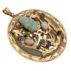 HUGE Multiple Gemstone Oriental Pendant BUDDHA 14K Gold, Jade, Opal, Emerald, Sapphire, Ruby, Lapis side