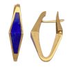 Lapis Lazuli Geometric Hoop Earrings 18K Gold, Vintage Designer Sidney Garber front and side