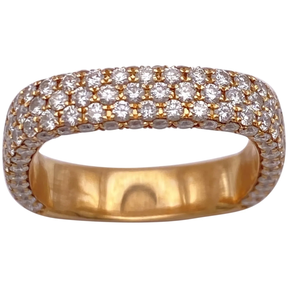 Diamond Encrusted Square Pave’ Band Ring 1.61 Carats TW 18K Rose Gold Designer SIERA