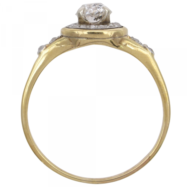 Victorian Cushion Diamond Halo Engagement Ring Profile