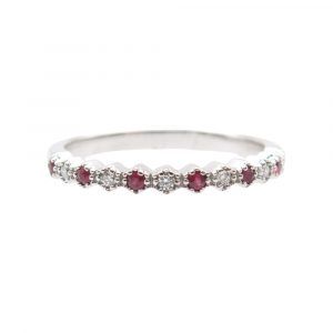 0.13ctw Ruby & Diamond Hexagon Band Ring 14K