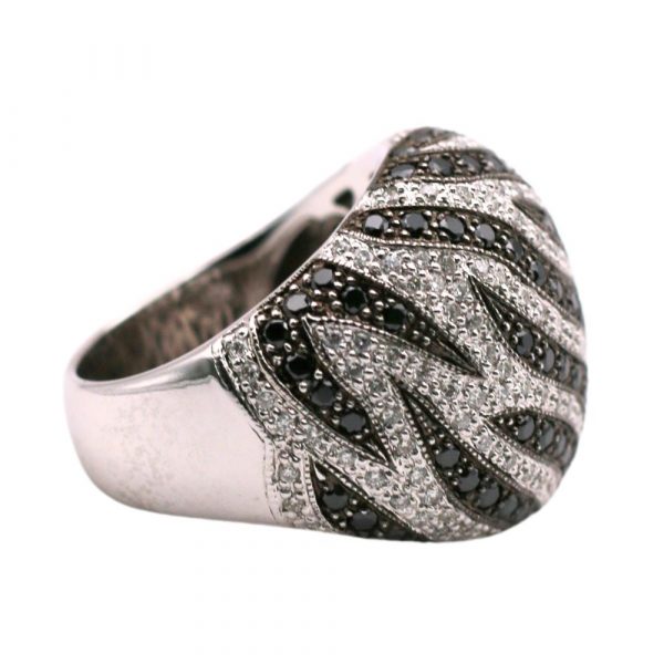 1.65ctw Black & White Diamond Zebra Dome Ring side