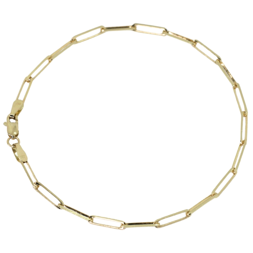 2.7mm Paperclip Bracelet, Yellow Gold