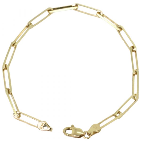 3.6mm Paperclip Bracelet, Yellow Gold open