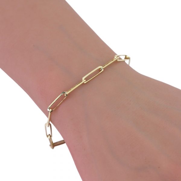 3.6mm Paperclip Bracelet, Yellow Gold worn