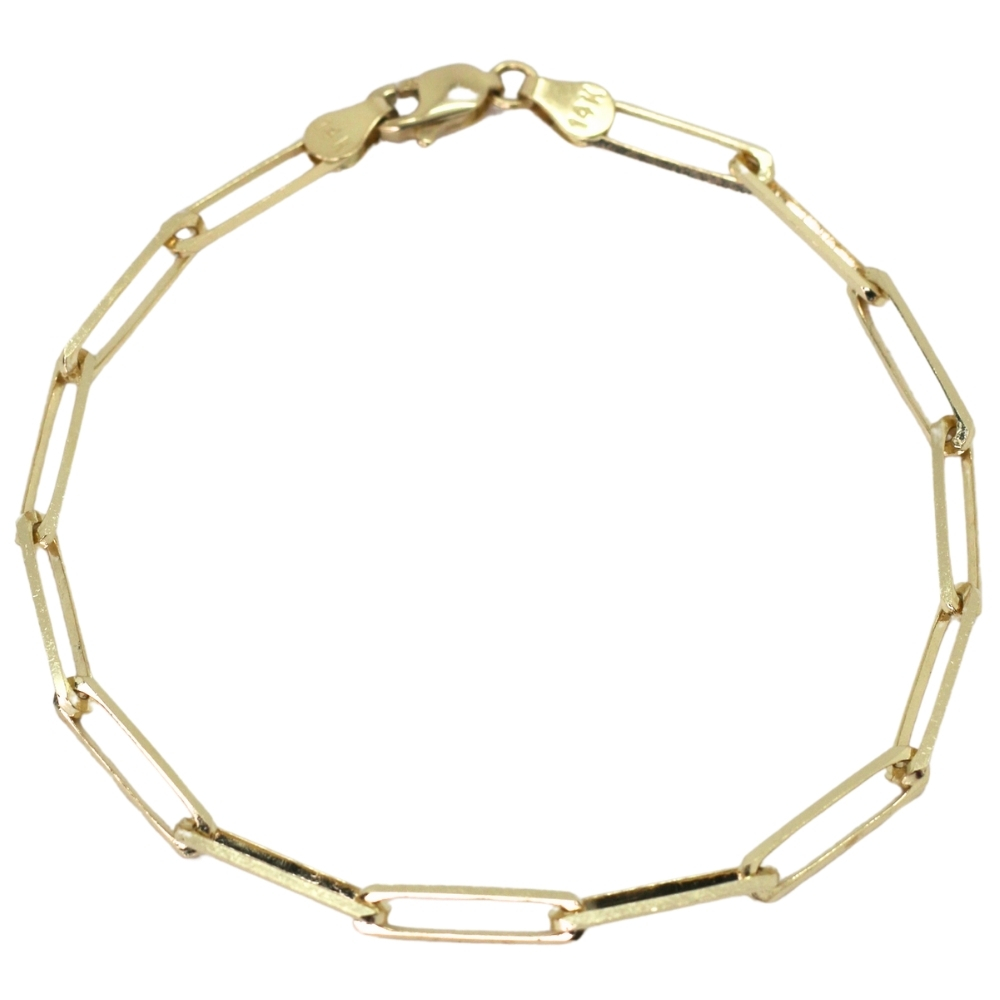 3.7mm Paperclip Bracelet, Yellow Gold