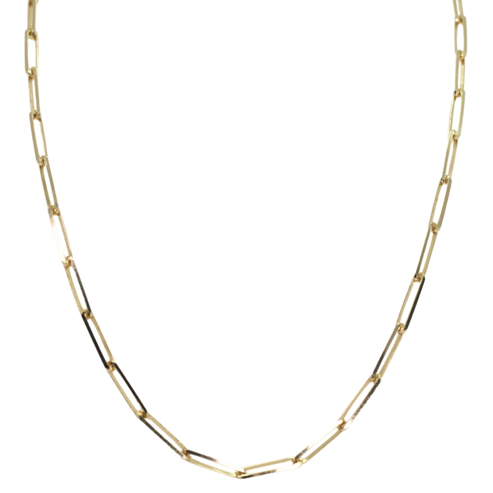 3.7mm Paperclip Chain 22” 14K