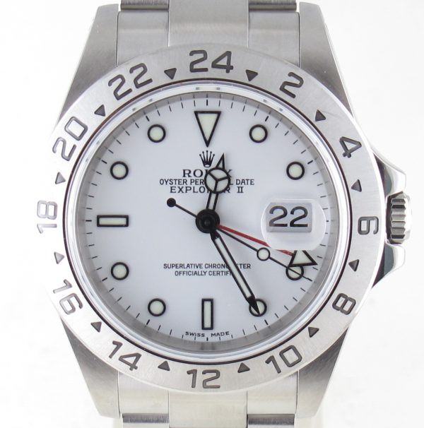 Pre-Owned Rolex Explorer II Polar (2000) Stainless Steel 16570 Front Close