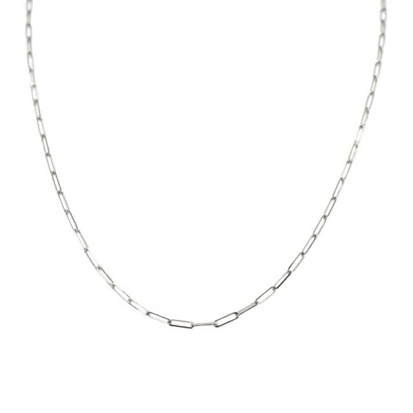 White Gold 2mm Paperclip Chain, 18”