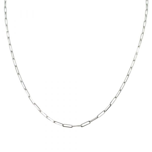 White Gold 2mm Paperclip Chain, 20”