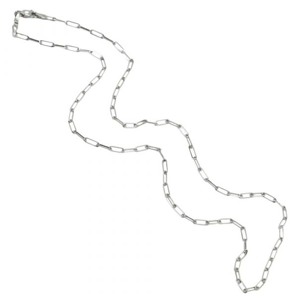 White Gold 2mm Paperclip Chain, 20” full