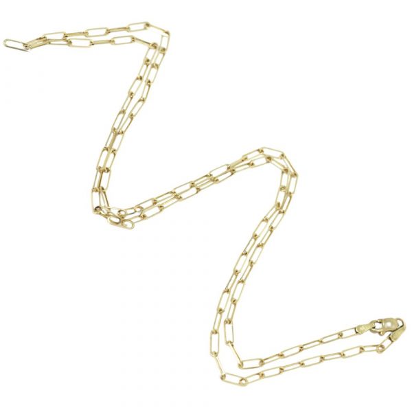 Yellow Gold 2mm Paperclip Chain, 18” Full