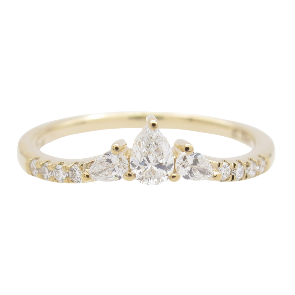0.306ctw Pear Diamond Curved Band 14K Yellow Gold
