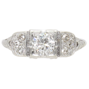 0.74ctw Old European Art Deco Diamond Ring 18K (2)