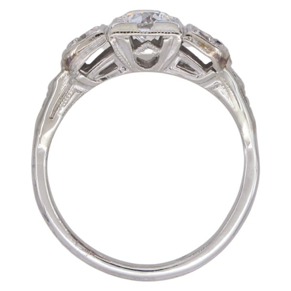 0.74ctw Old European Art Deco Diamond Ring 18K profile
