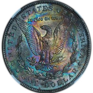 1900-O Morgan Dollar MS63 NGC + CAC Monster Rainbow Toned