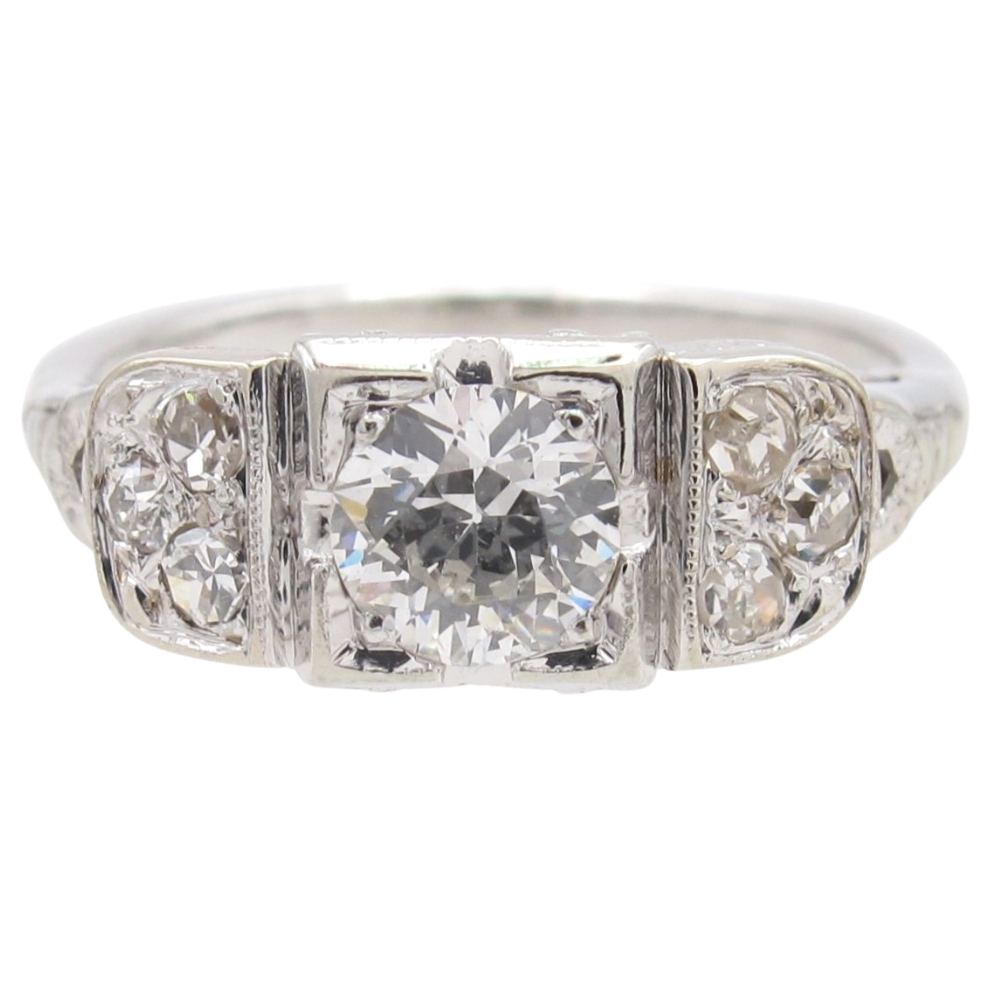 Art Deco 0.74ctw Old European Diamond Ring 18K