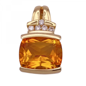 Citrine Diamond Pendant 14KY Gold 4 (2)