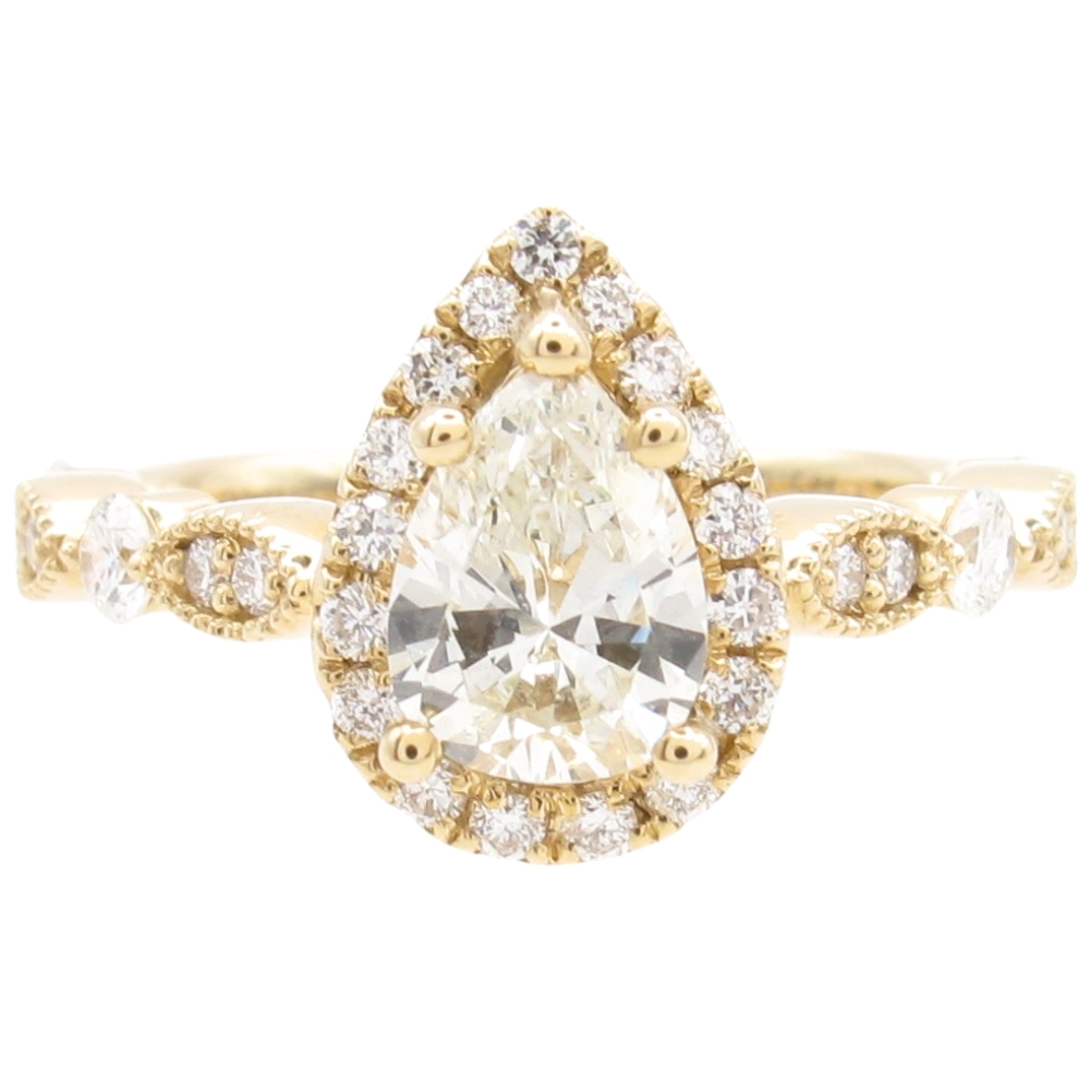GIA Certified 1.324ctw Pear Diamond Engagement Ring 14K