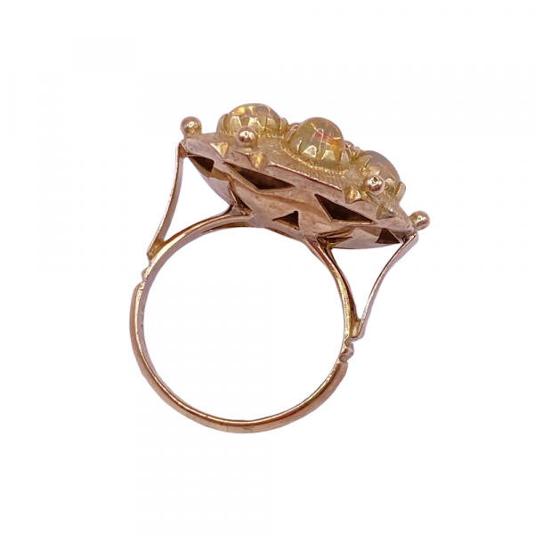 Jelly Opal Vintage Ring 14K Gold, Nautical Sea Biscuit Design (4)