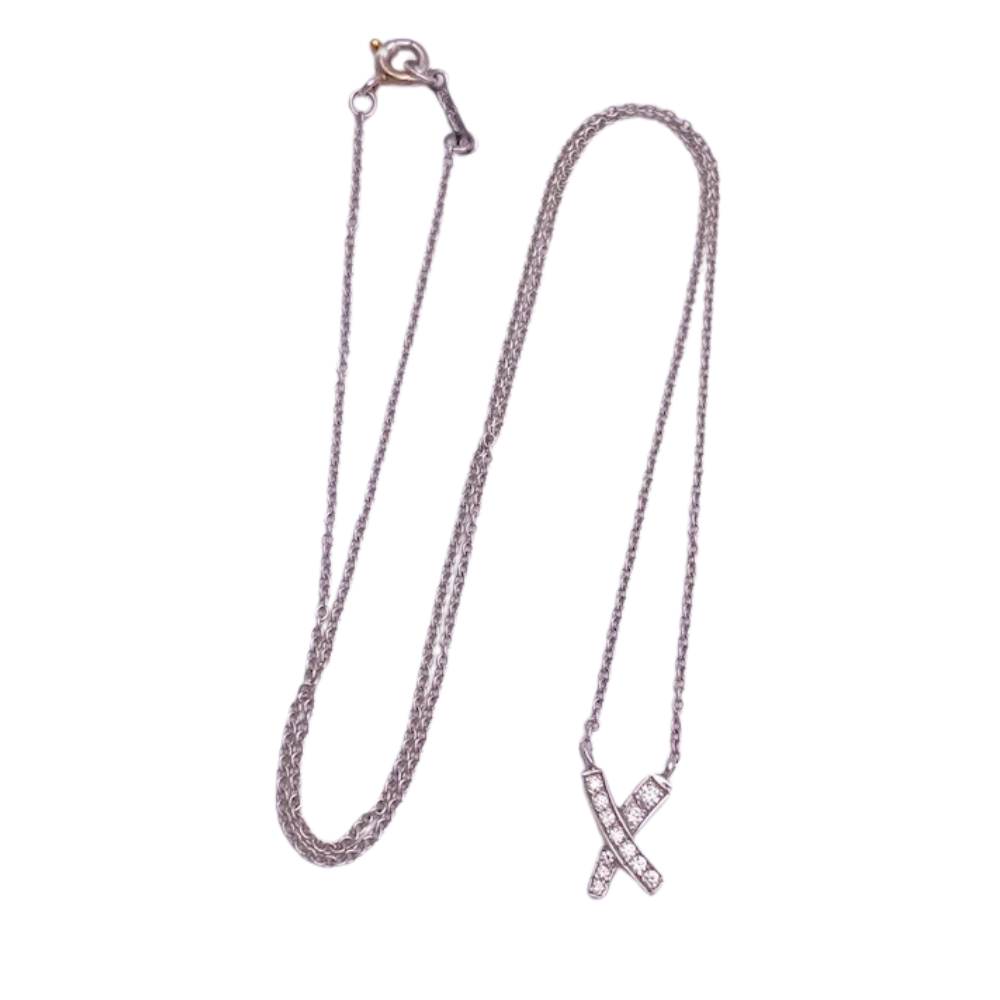 Tiffany & Co Diamond Platinum Kiss Necklace Paloma Picasso