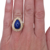 Vintage Lapis Lazuli and Seed Pearl Halo Ring 14K worn