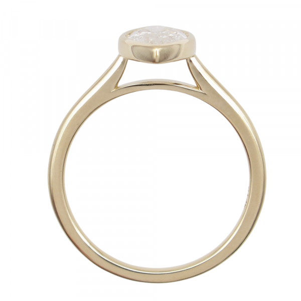 1 Carat Marquise Bezel Engagement Ring Yellow Gold Profile