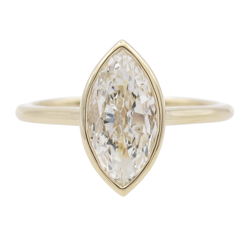 0.95ct Marquise Bezel Engagement Ring 14K