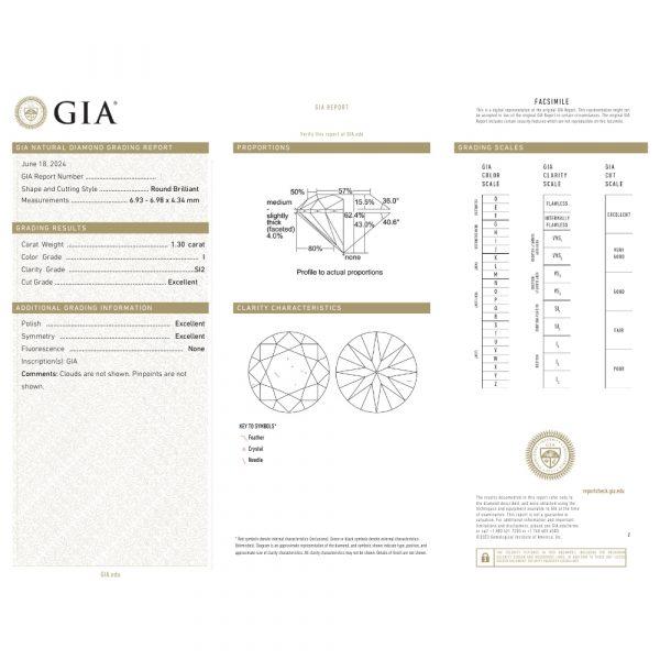 1.30ct Round Brilliant GIA Certification