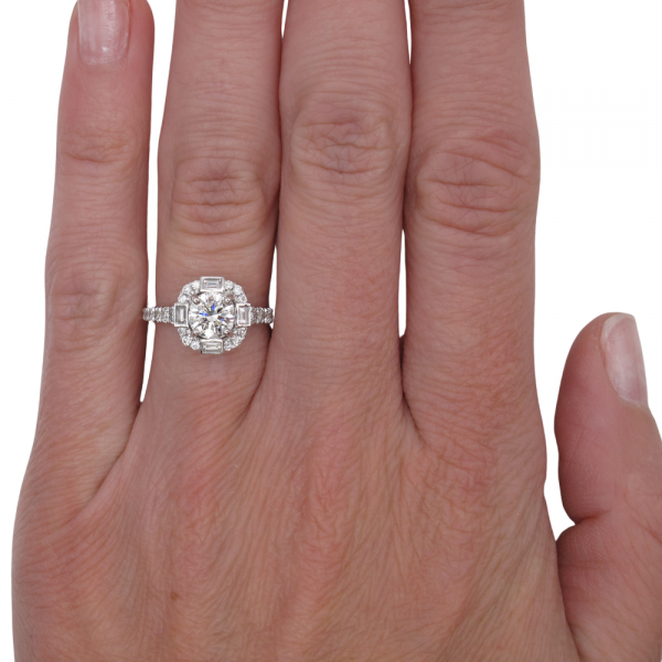 1.38ctw Diamond Halo Engagement Ring GIA Certified worn