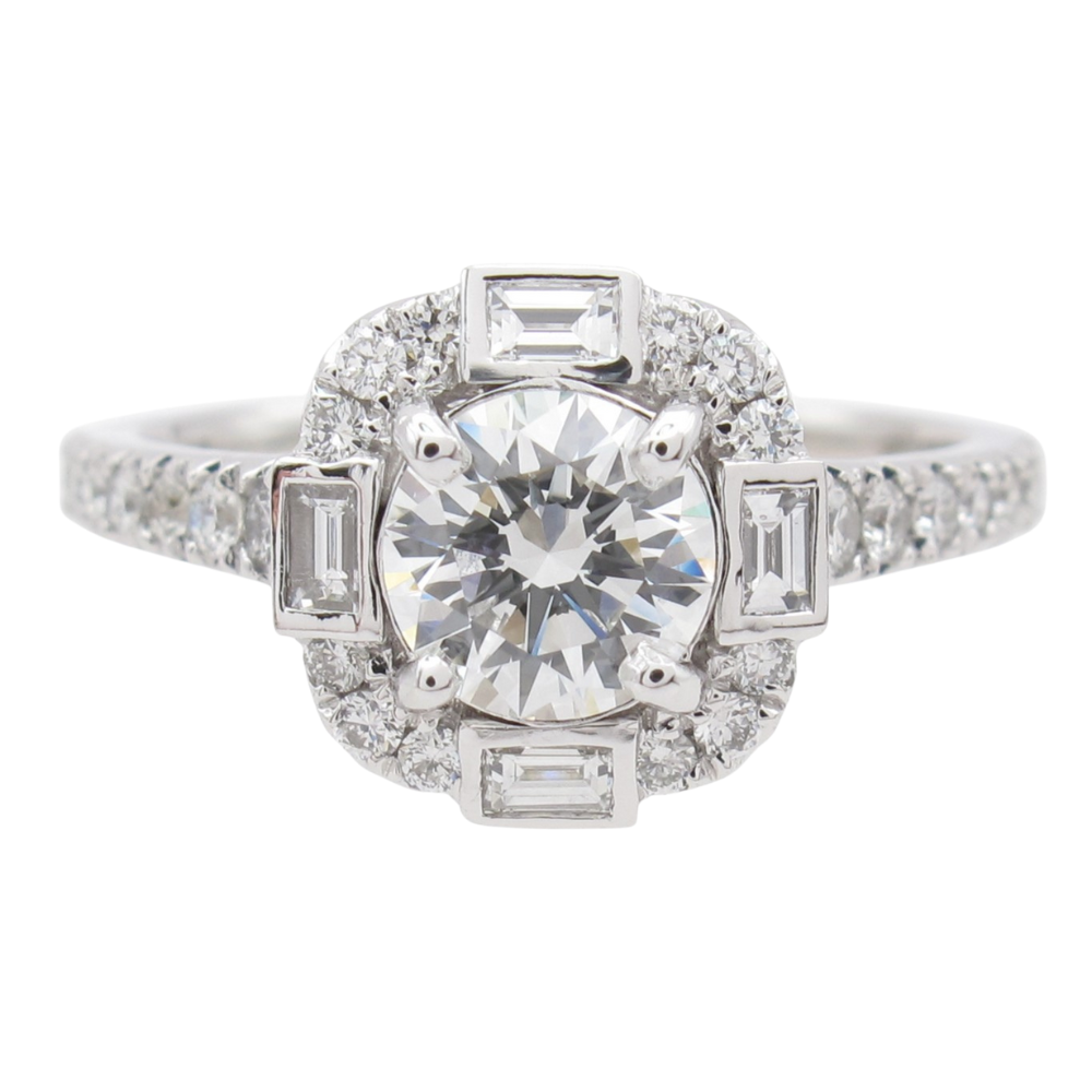 1.38ctw Diamond Halo Engagement Ring GIA Certified