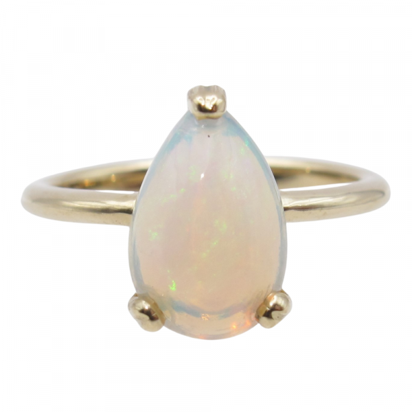 2 Carat Pear Opal Solitaire Ring Yellow Gold