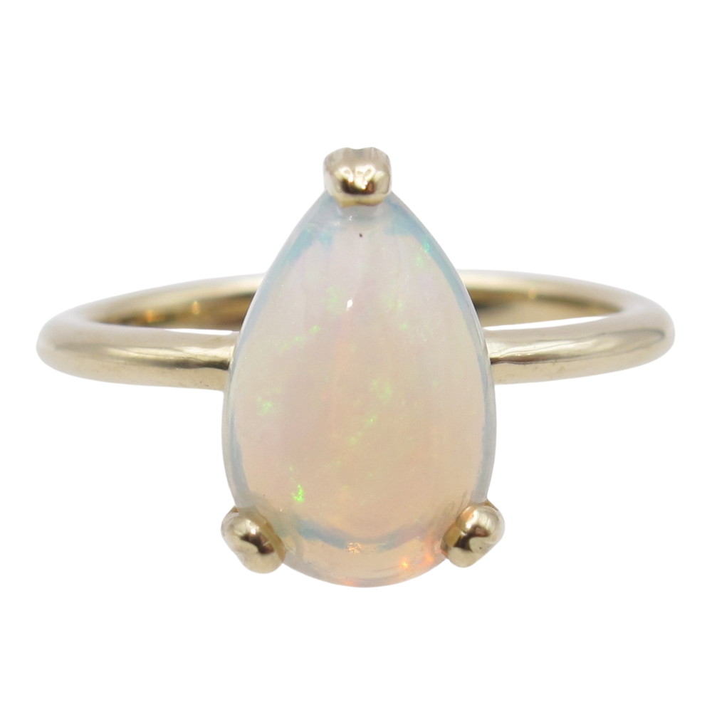 1.91ct Australian Opal Solitaire Ring 14K Yellow Gold