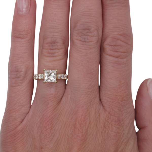 2.25ctw Princess Diamond Engagement Ring GIA Certified worn