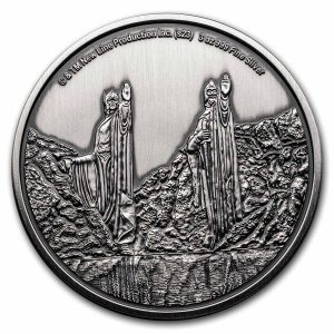 2023 Niue Lord of the Rings Middle Earth Argonath 3 oz Silver Antiqued Coin