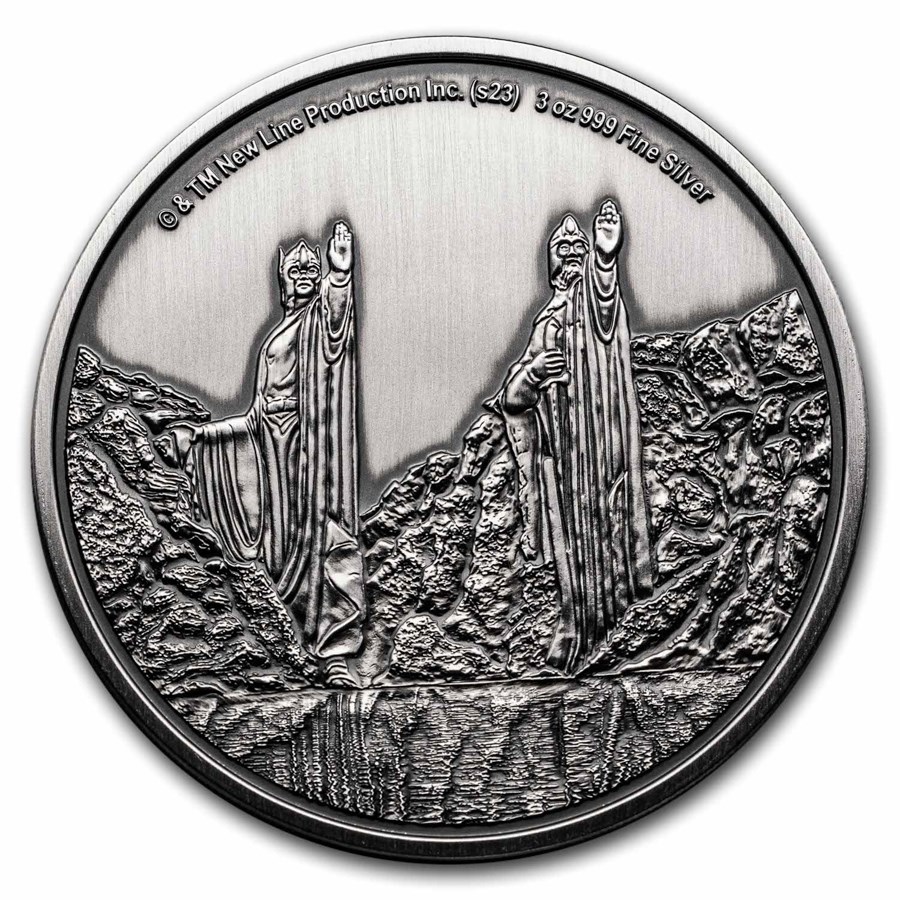 2023 Niue Lord of the Rings Middle Earth Argonath 3 oz Silver Antiqued Coin