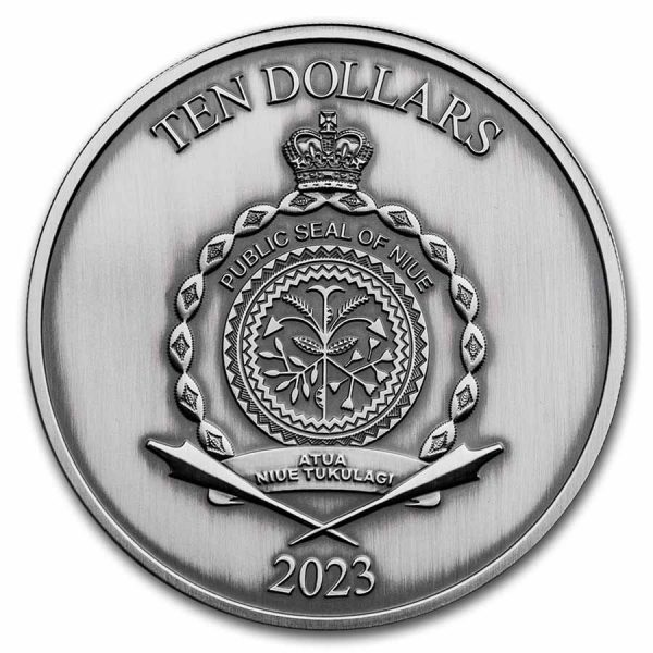 2023 Niue Lord of the Rings Middle Earth Mordor 3 oz Silver Antiqued Coin