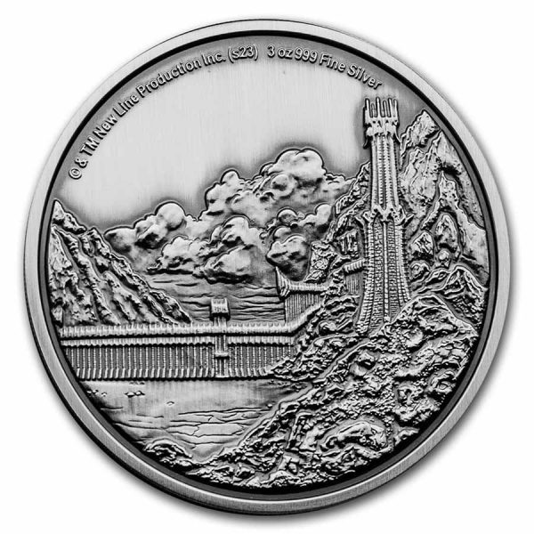 2023 Niue Lord of the Rings Middle Earth Mordor 3 oz Silver Antiqued Coin