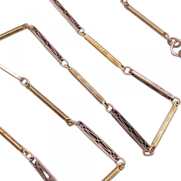 Art Deco Watch Chain 14K Yellow & White Gold (1)