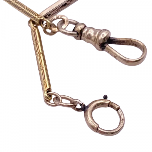Art Deco Watch Chain 14K Yellow & White Gold