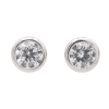 Bezel Round Diamond Stud Earrings White Gold